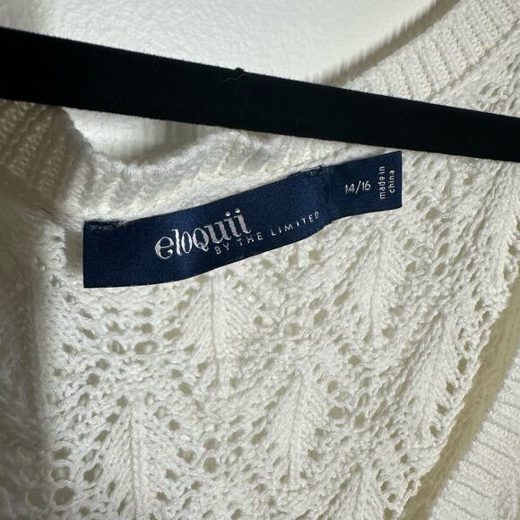 Eloquii Women's White Crochet Knit Tank Top Size 14/16 Sleeveless Summer Resort - Picture 2 of 6